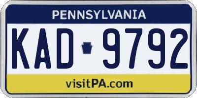 PA license plate KAD9792