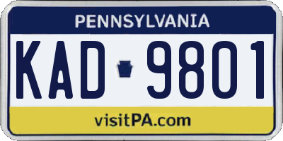 PA license plate KAD9801