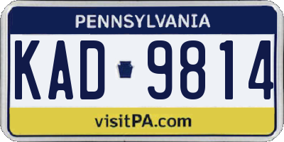 PA license plate KAD9814