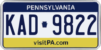 PA license plate KAD9822