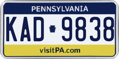 PA license plate KAD9838