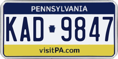 PA license plate KAD9847