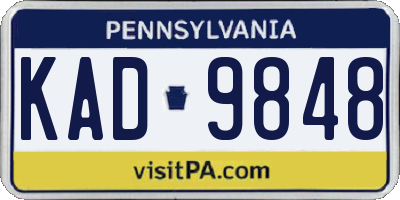 PA license plate KAD9848
