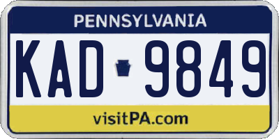 PA license plate KAD9849