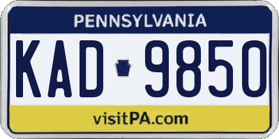 PA license plate KAD9850