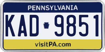 PA license plate KAD9851