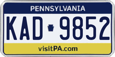 PA license plate KAD9852