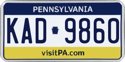PA license plate KAD9860