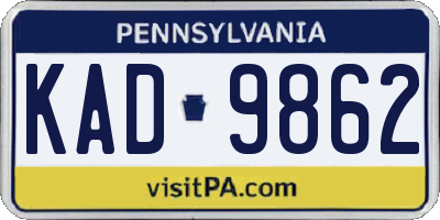 PA license plate KAD9862