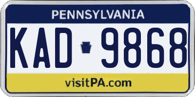 PA license plate KAD9868