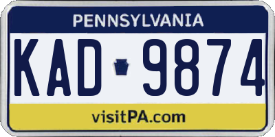 PA license plate KAD9874