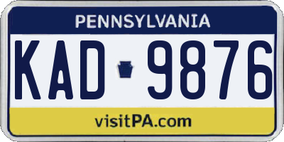 PA license plate KAD9876