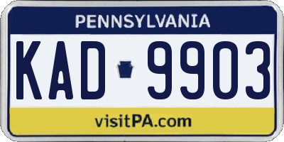 PA license plate KAD9903