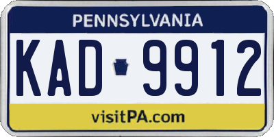 PA license plate KAD9912