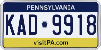 PA license plate KAD9918