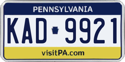 PA license plate KAD9921