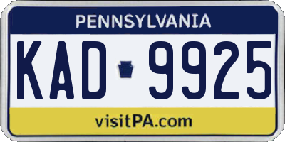 PA license plate KAD9925