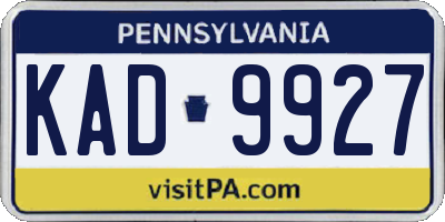 PA license plate KAD9927