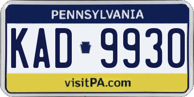 PA license plate KAD9930