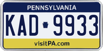 PA license plate KAD9933
