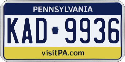 PA license plate KAD9936