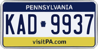 PA license plate KAD9937