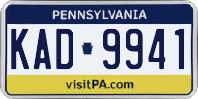 PA license plate KAD9941