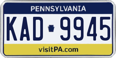 PA license plate KAD9945