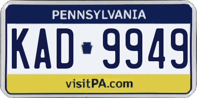 PA license plate KAD9949