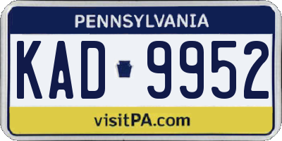 PA license plate KAD9952