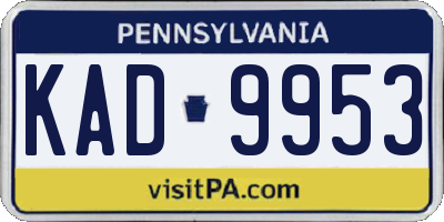 PA license plate KAD9953