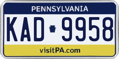 PA license plate KAD9958