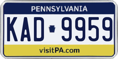 PA license plate KAD9959