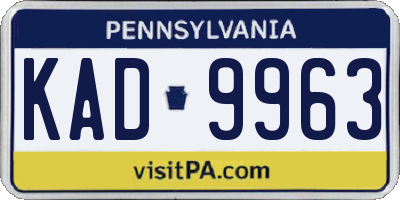 PA license plate KAD9963