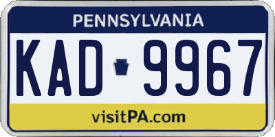 PA license plate KAD9967