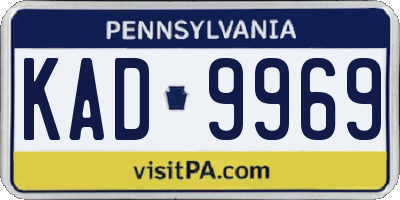 PA license plate KAD9969