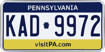 PA license plate KAD9972