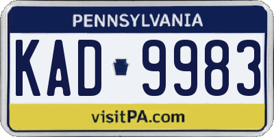 PA license plate KAD9983