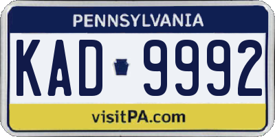 PA license plate KAD9992