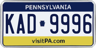 PA license plate KAD9996