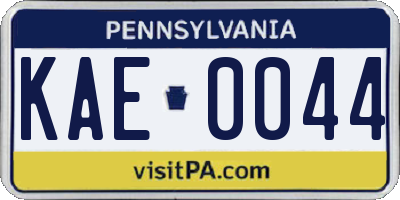 PA license plate KAE0044