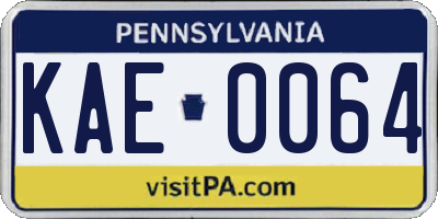PA license plate KAE0064