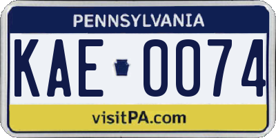PA license plate KAE0074