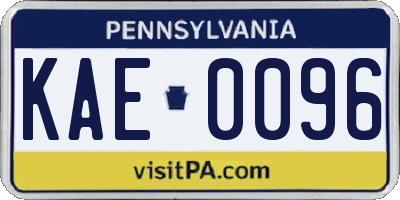 PA license plate KAE0096