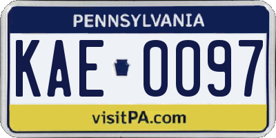 PA license plate KAE0097