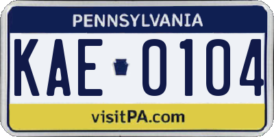 PA license plate KAE0104