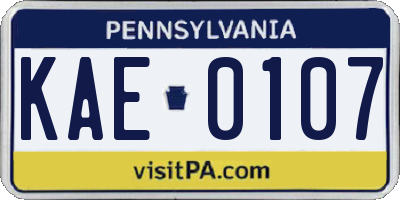 PA license plate KAE0107