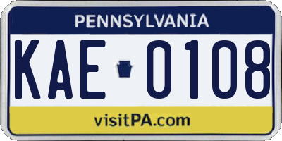 PA license plate KAE0108