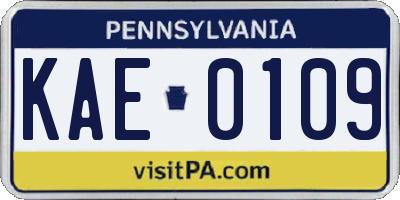 PA license plate KAE0109