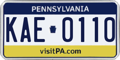 PA license plate KAE0110